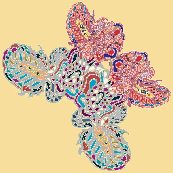 Abstracto Modelado Colorido Brillante Mariposa Con Alas Impresión Textil Ilustración — Archivo Imágenes Vectoriales