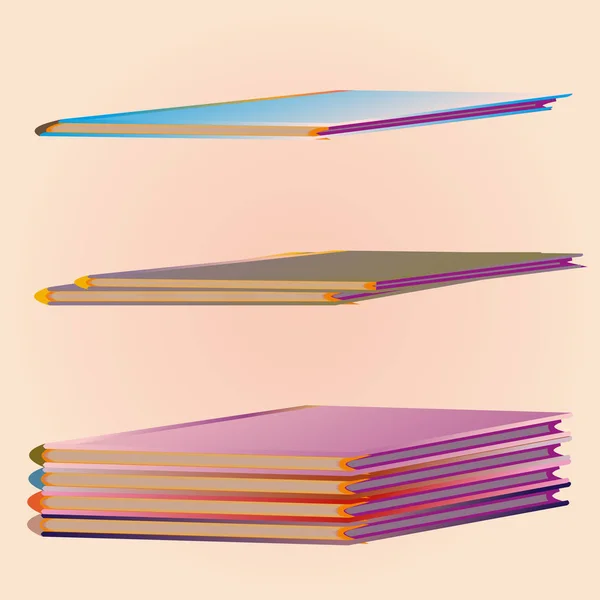 Pilhas Cadernos Coloridos Ilustração Vetorial —  Vetores de Stock