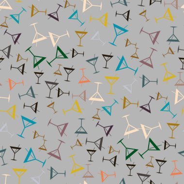 Tropik kokteyller desen, renkli kesintisiz vektör çizim