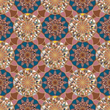 Renkli farklı renk seçenekleri sunan mozaik mandala arka plan