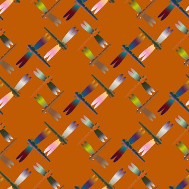 Dekoratif renkli seamless modeli ile şirin yusufçuk