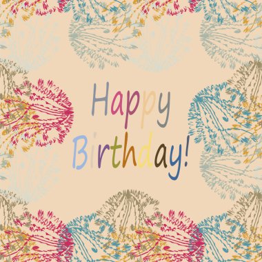 Çiçek desenli harflerle kutlu olsun çok renkli el çekilmiş