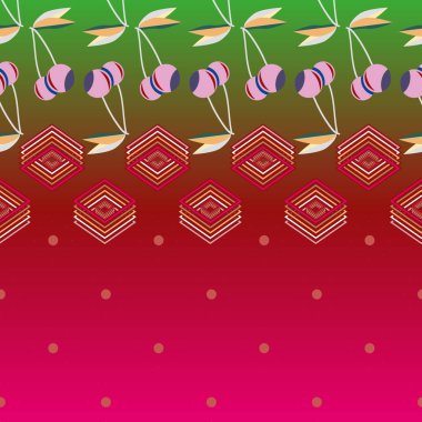 Şirin kiraz seamless modeli. Vektör çizim.