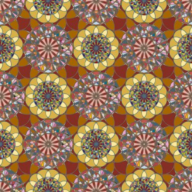 Renkli farklı renk seçenekleri sunan mozaik mandala arka plan