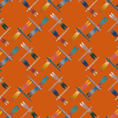 Dekoratif renkli seamless modeli ile şirin yusufçuk