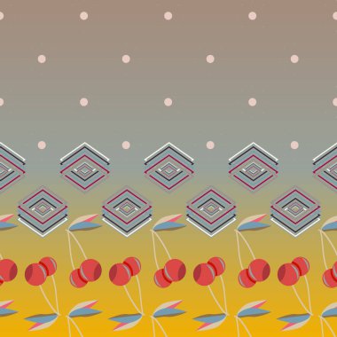 Şirin kiraz seamless modeli. Vektör çizim.