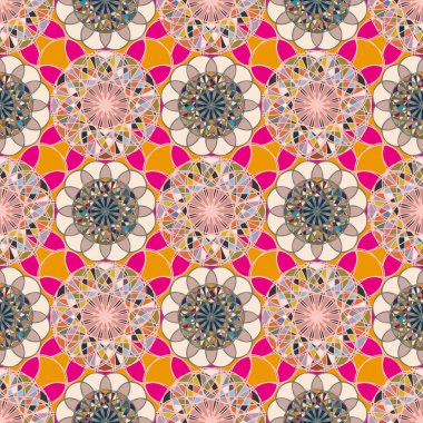 Renkli farklı renk seçenekleri sunan mozaik mandala arka plan