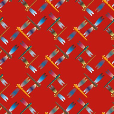 Dekoratif renkli seamless modeli ile şirin yusufçuk