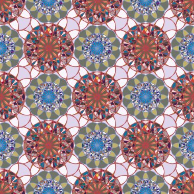 Renkli farklı renk seçenekleri sunan mozaik mandala arka plan