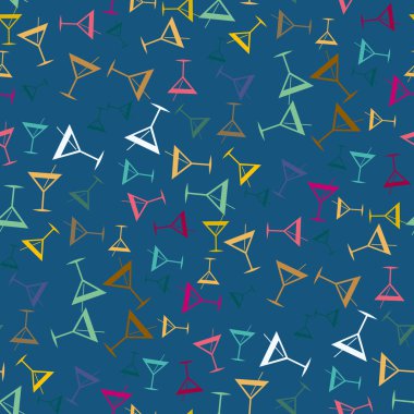 Tropik kokteyller desen, renkli kesintisiz vektör çizim