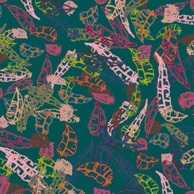 Memphis tarzı zemin ağaç yaprakları 