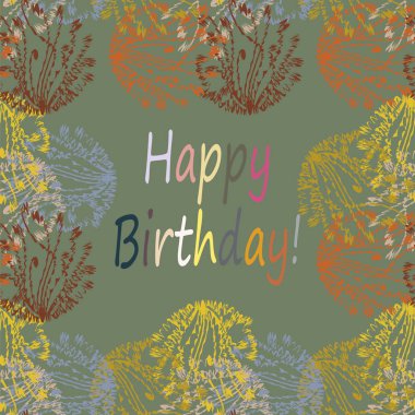 Çiçek desenli harflerle kutlu olsun çok renkli el çekilmiş