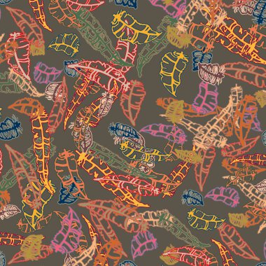 Memphis tarzı zemin ağaç yaprakları 