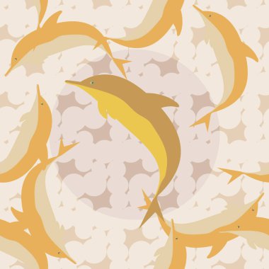 Dekoratif renkli seamless modeli sevimli yunuslar ile