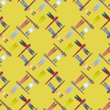 Dekoratif renkli seamless modeli ile şirin yusufçuk