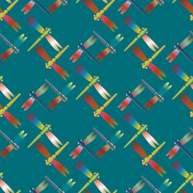 Dekoratif renkli seamless modeli ile şirin yusufçuk