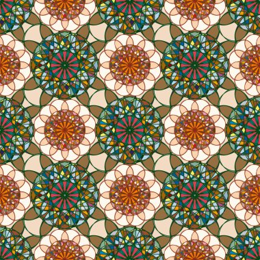 Renkli farklı renk seçenekleri sunan mozaik mandala arka plan