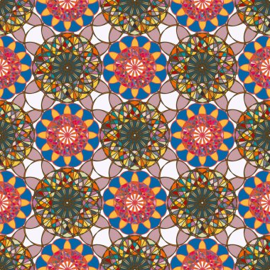 Renkli farklı renk seçenekleri sunan mozaik mandala arka plan