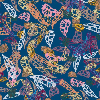 Memphis tarzı zemin ağaç yaprakları 