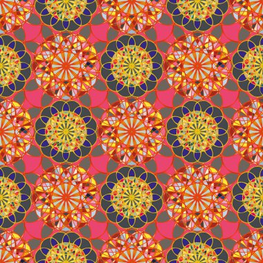 Renkli farklı renk seçenekleri sunan mozaik mandala arka plan