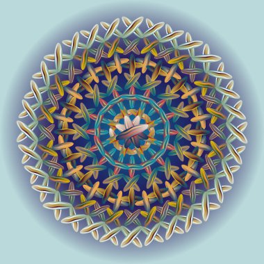 Basit renkli soyut mandala. Basit şekiller oluşan parlak dairesel süsleme. 