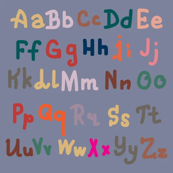 Mehrfarbige Handgezeichnete Buchstaben Auf Einfarbigem Hintergrund — Stockvektor