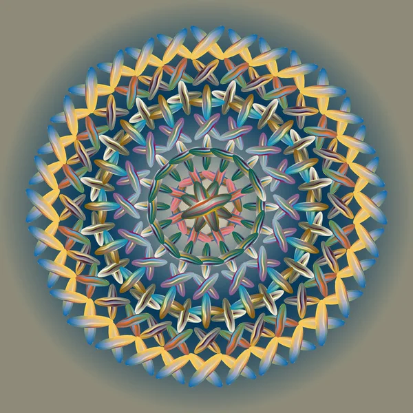简单多彩的抽象曼陀罗 由简单形状组成的明亮的圆形装饰 — 图库矢量图片