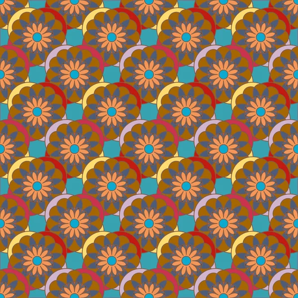 Abstrakte Geometrische Nahtlose Muster Mit Blumen Als Hintergrund — Stockvektor