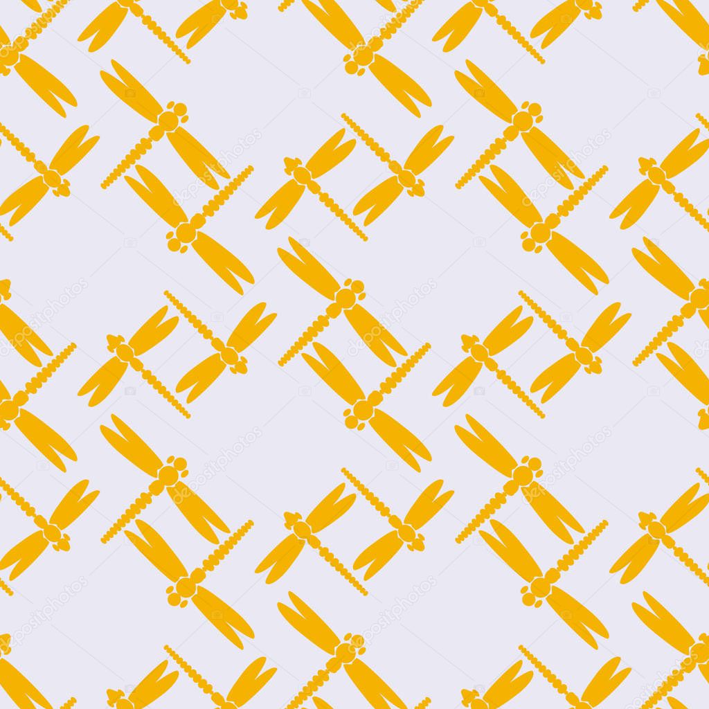 Decorative colored seamless pattern with cute dragonflies