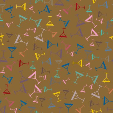 Tropik kokteyller desen, renkli kesintisiz vektör çizim
