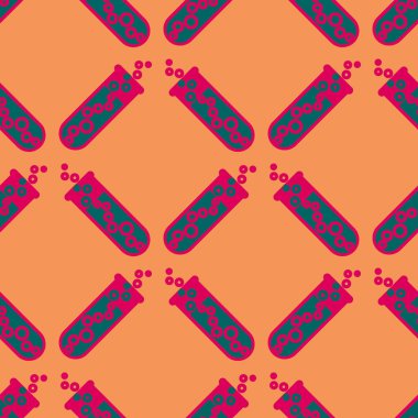 Kimya test tüpleri parlak arka plan üzerinde. Seamless modeli.