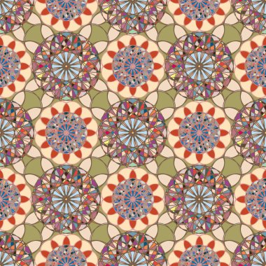 Renkli farklı renk seçenekleri sunan mozaik mandala arka plan