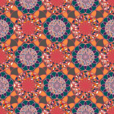 Renkli farklı renk seçenekleri sunan mozaik mandala arka plan