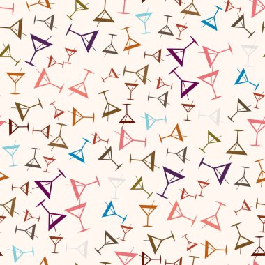 Tropik kokteyller desen, renkli kesintisiz vektör çizim