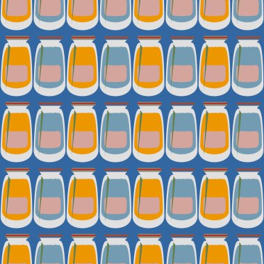 Kavanoz ile rustik ev konserve yeni dikişsiz desen arka planı için.