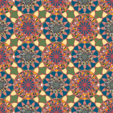 Renkli farklı renk seçenekleri sunan mozaik mandala arka plan