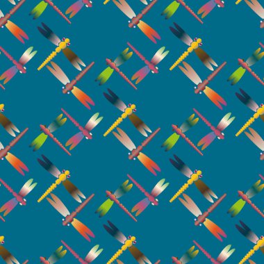 Dekoratif renkli seamless modeli ile şirin yusufçuk