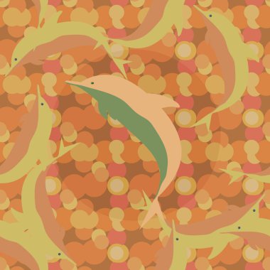 Dekoratif renkli seamless modeli sevimli yunuslar ile