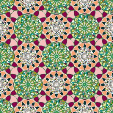 Renkli farklı renk seçenekleri sunan mozaik mandala arka plan