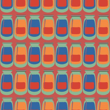 Kavanoz ile rustik ev konserve yeni dikişsiz desen arka planı için.