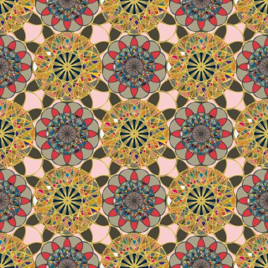 Renkli farklı renk seçenekleri sunan mozaik mandala arka plan