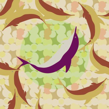 Dekoratif renkli seamless modeli sevimli yunuslar ile