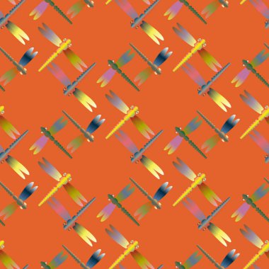 Dekoratif renkli seamless modeli ile şirin yusufçuk