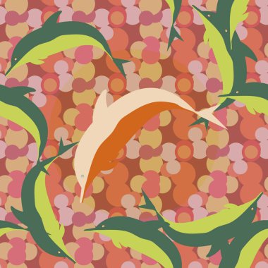 Dekoratif renkli seamless modeli sevimli yunuslar ile