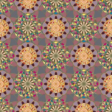 Renkli farklı renk seçenekleri sunan mozaik mandala arka plan