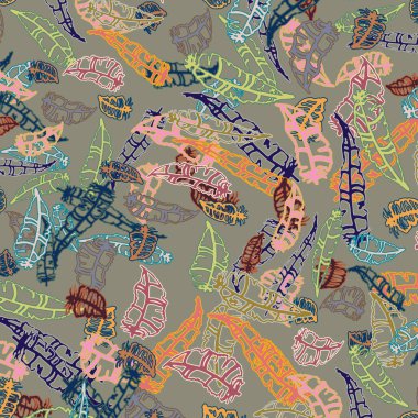 Memphis tarzı zemin ağaç yaprakları 