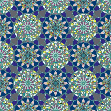 Renkli farklı renk seçenekleri sunan mozaik mandala arka plan