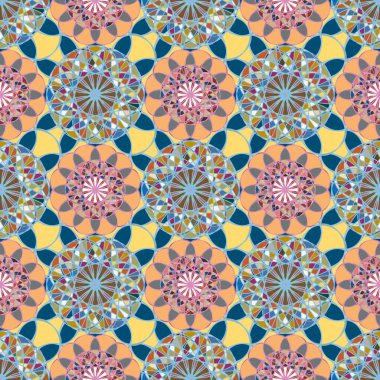 Renkli farklı renk seçenekleri sunan mozaik mandala arka plan