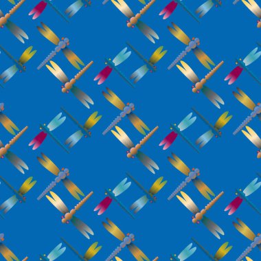 Dekoratif renkli seamless modeli ile şirin yusufçuk