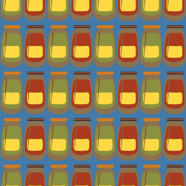 Kavanoz ile rustik ev konserve yeni dikişsiz desen arka planı için.